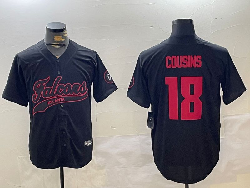 Men Atlanta Falcons #18 Cousins Black Joint Name 2024 Nike Limited NFL Jersey style 1